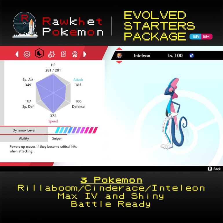 Galar Evolved Starters Trio - Inteleon Stats