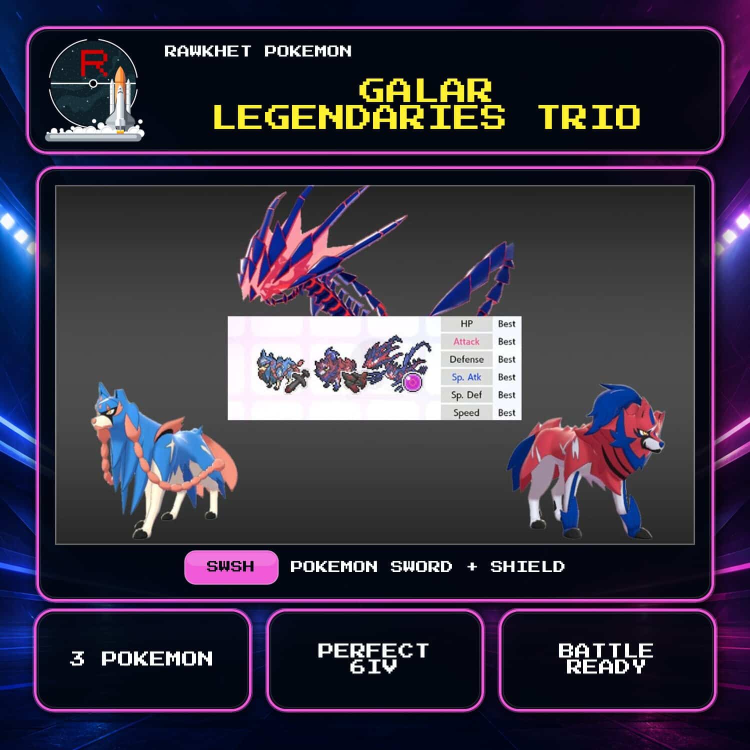 Galar Legendaries Trio for Pokemon Sword and Shield Galar Legendaries Trio for Pokemon Sword and Shield.