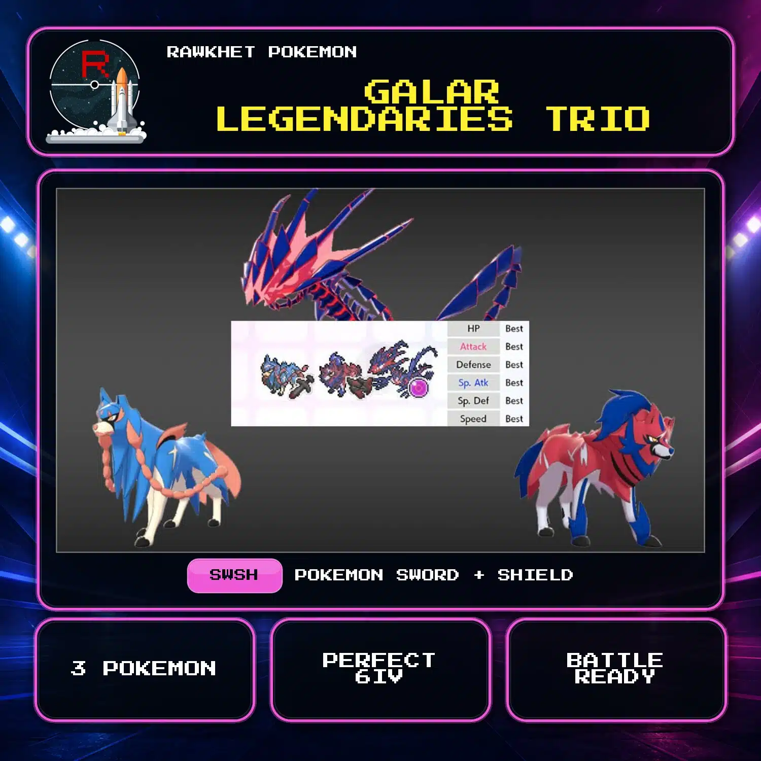 Galar Legendaries Trio for Pokemon Sword and Shield Galar Legendaries Trio for Pokemon Sword and Shield.