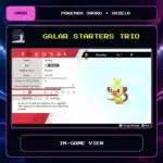 Galar Starters Trio in-game view for Pokemon Sword and Shield.