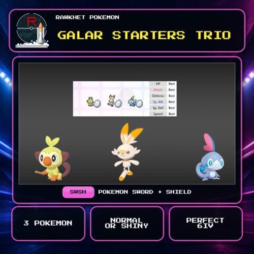 Galar Starters Trio for Pokemon Sword and Shield.
