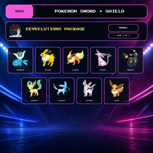 Eeveelutions Package, Normal box view for Pokemon Sword and Shield.