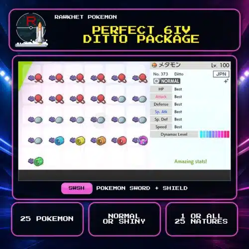 6IV Ditto Package for Pokemon Sword and Shield.