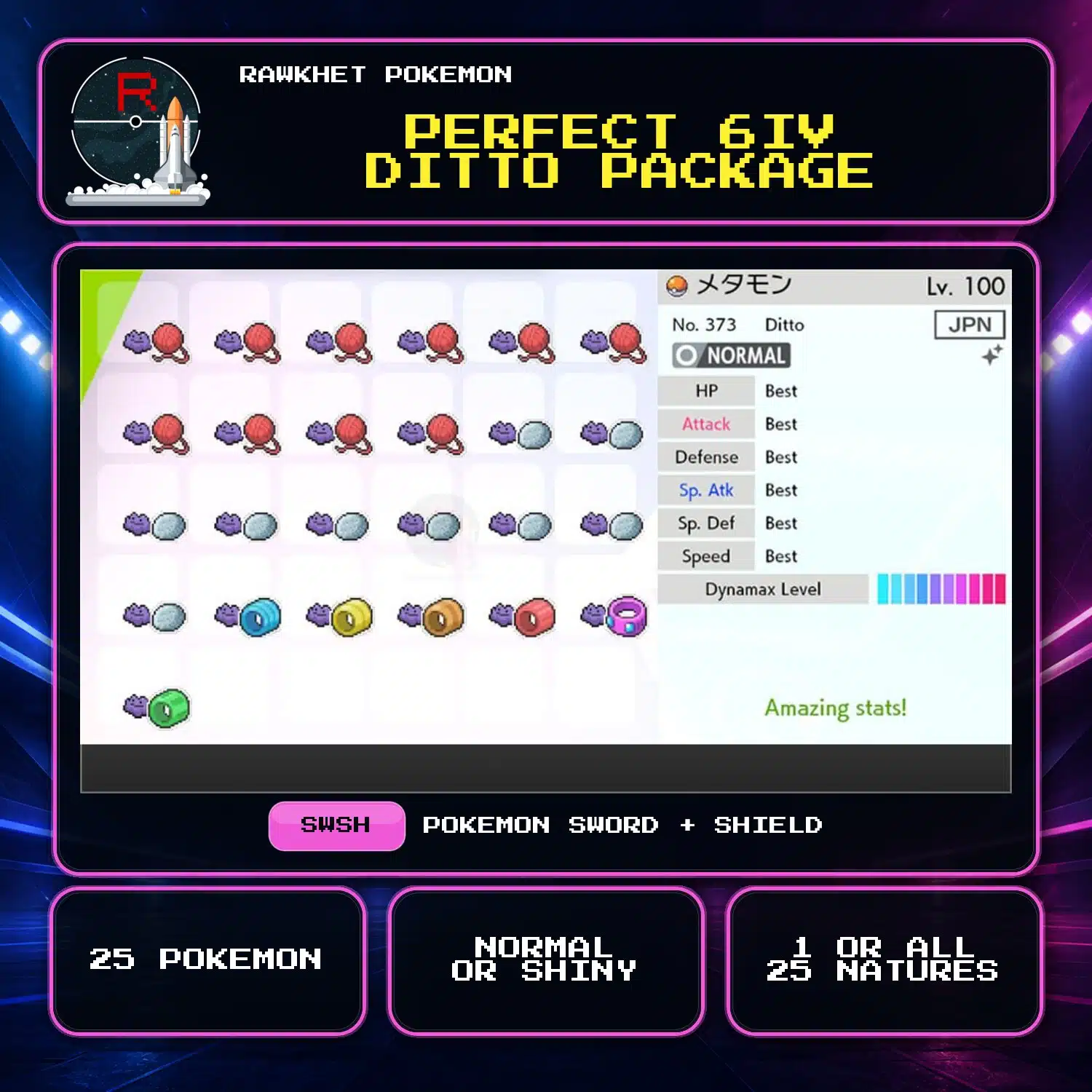 6IV Ditto Package for Pokemon Sword and Shield 6IV Ditto Package for Pokemon Sword and Shield.