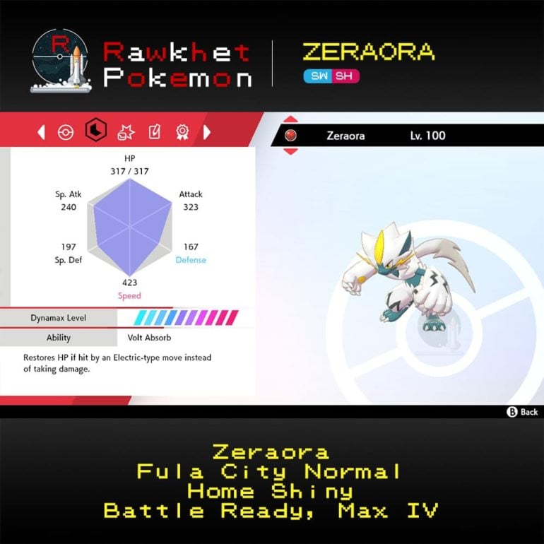 Zeraora SWSH - Home Shiny Stats