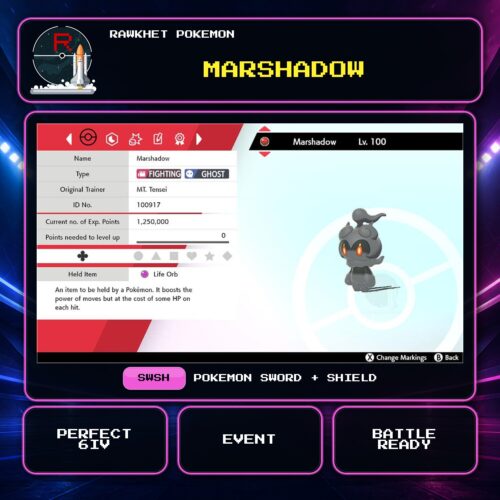 Marshadow for Pokemon Sword and Shield.