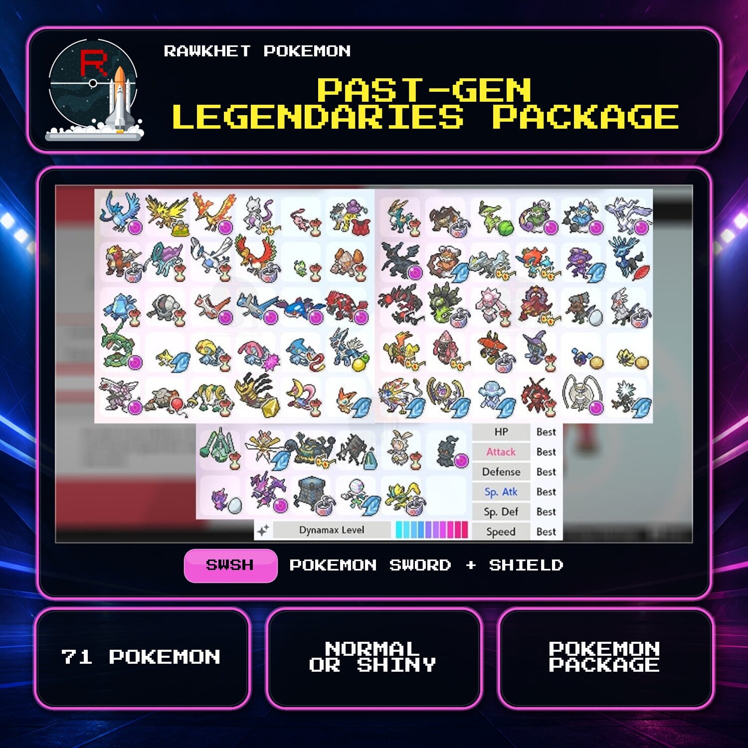 Past-Gen Legendaries Package for Pokemon Sword and Shield Past-Gen Legendaries Package for Pokemon Sword and Shield.