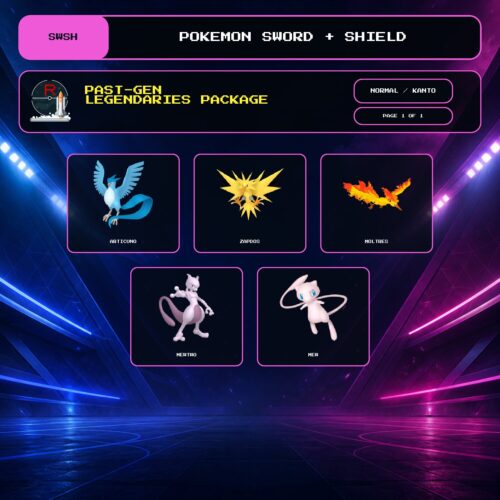 Past-Gen Legendaries Package, Normal, Kanto box view for Pokemon Sword and Shield.