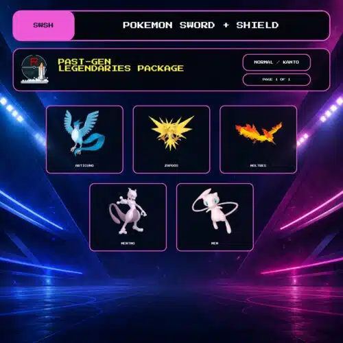 Past-Gen Legendaries Package, Normal, Kanto box view for Pokemon Sword and Shield.