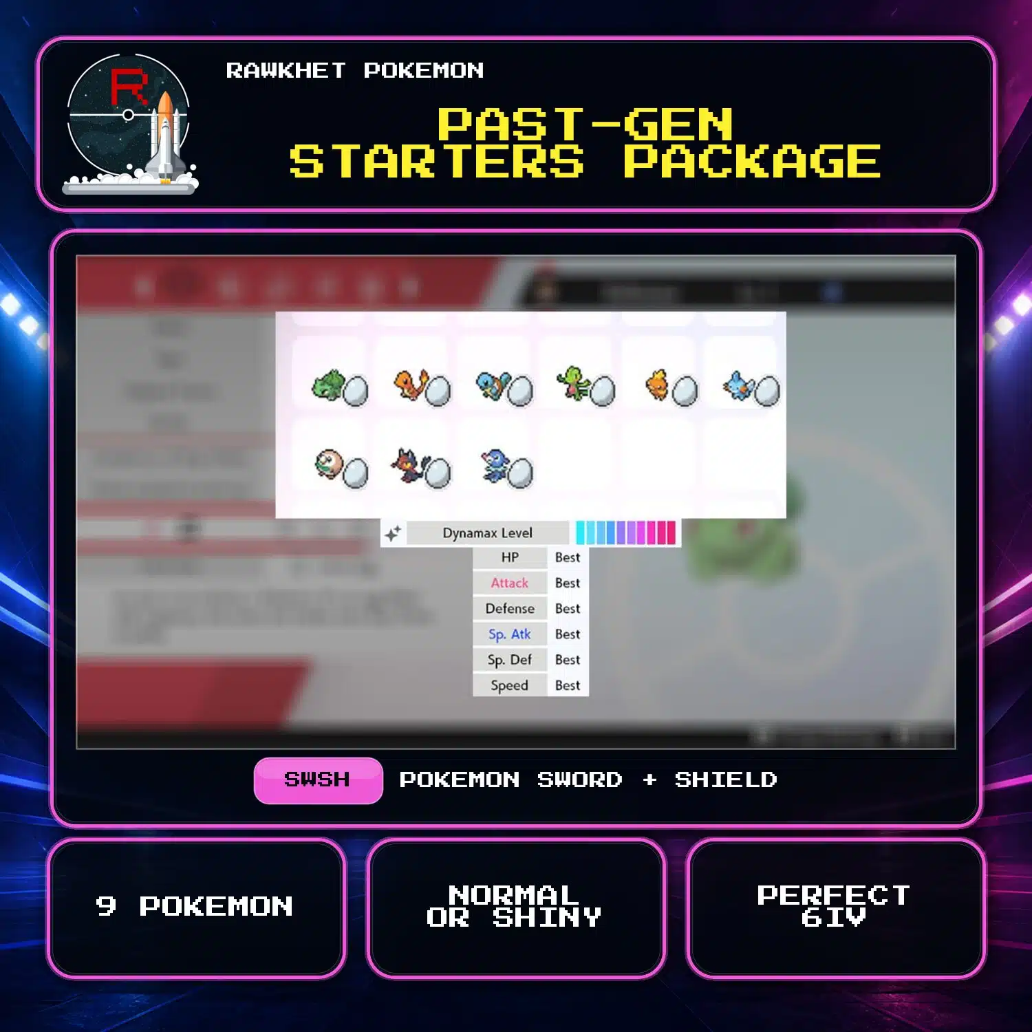 Past-Gen Starters Package for Pokemon Sword and Shield Past-Gen Starters Package for Pokemon Sword and Shield.
