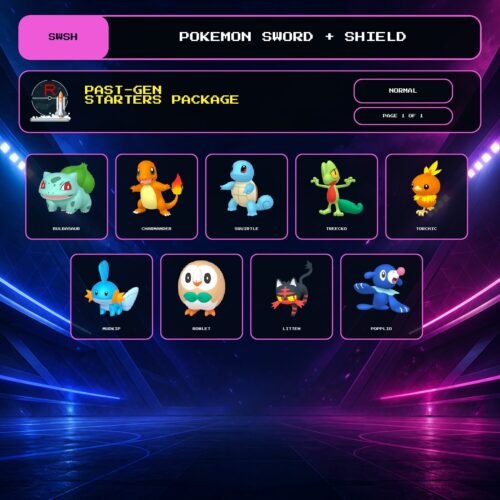 Past-Gen Starters Package, Normal box view for Pokemon Sword and Shield.