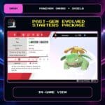 Past-Gen Evolved Starters Package in-game view for Pokemon Sword and Shield.