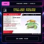 Past-Gen Evolved Starters Package in-game view for Pokemon Sword and Shield.
