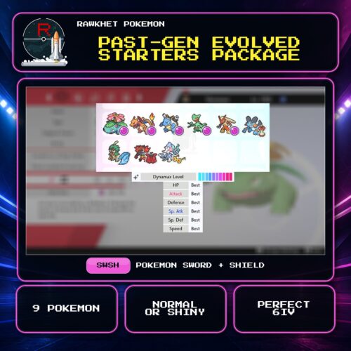 Past-Gen Evolved Starters Package for Pokemon Sword and Shield.