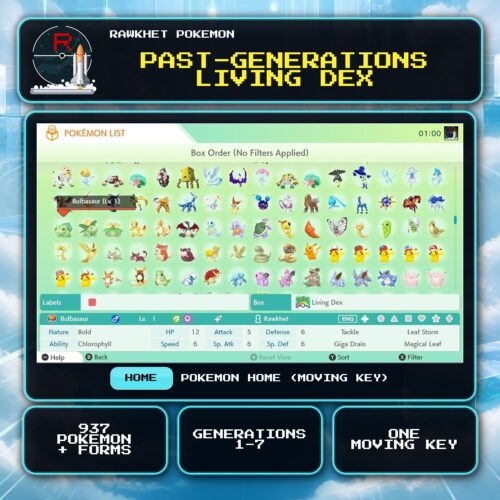 Past-Generations Living Dex for Pokemon HOME using a Moving Key.