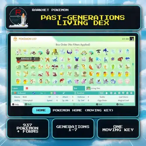 Past-Generations Living Dex for Pokemon HOME using a Moving Key.