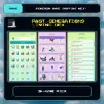Past-Generations Living Dex in-game view for Pokemon HOME using a Moving Key.