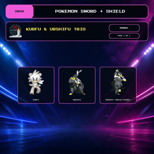 Kubfu & Urshifu Trio, Normal box view for Pokemon Sword and Shield.