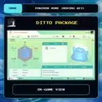 Ditto Package in-game view for Pokemon HOME using a Moving Key.