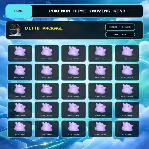 Ditto Package, Normal, English box view for Pokemon HOME using a Moving Key.