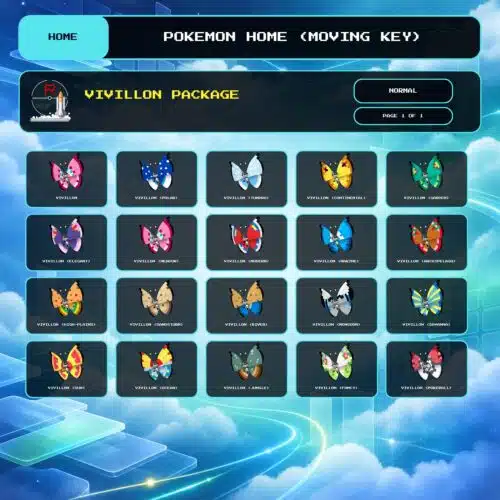Vivillon Package, Normal box view for Pokemon HOME using a Moving Key.