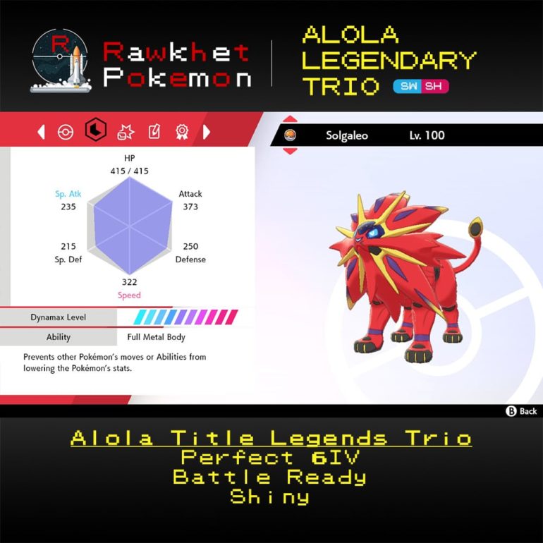 Alola Trio - Solgaleo Stats