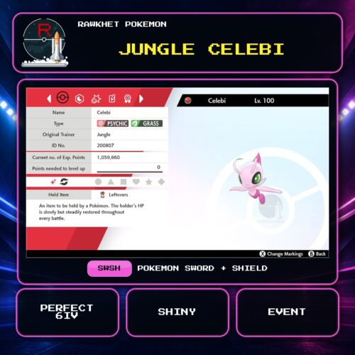 Jungle Celebi for Pokemon Sword and Shield.