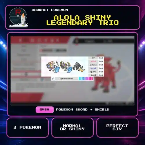 Alola Shiny Legendary Trio for Pokemon Sword and Shield.