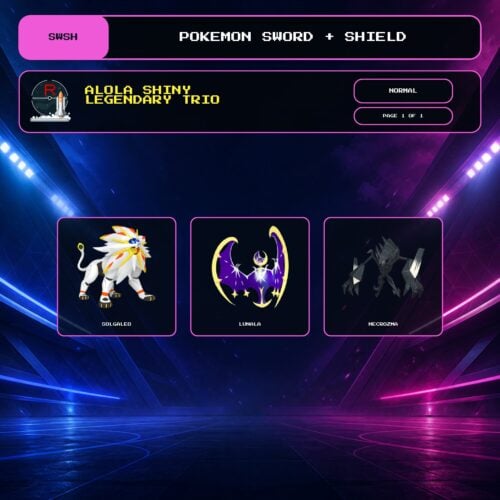 Alola Shiny Legendary Trio, Normal box view for Pokemon Sword and Shield.