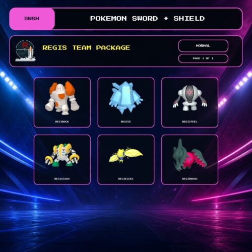 Regis Team Package, Normal box view for Pokemon Sword and Shield.