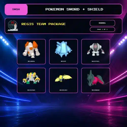 Regis Team Package, Normal box view for Pokemon Sword and Shield.