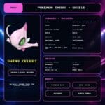 Shiny Celebi details for Pokemon Sword and Shield.