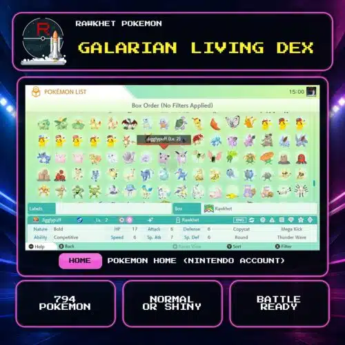Galarian Living Dex for Pokemon HOME using a Nintendo Account.