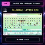 Galarian Living Dex in-game view for Pokemon HOME using a Nintendo Account.