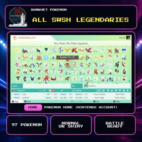 All SWSH Legendaries for Pokemon HOME using a Nintendo Account.