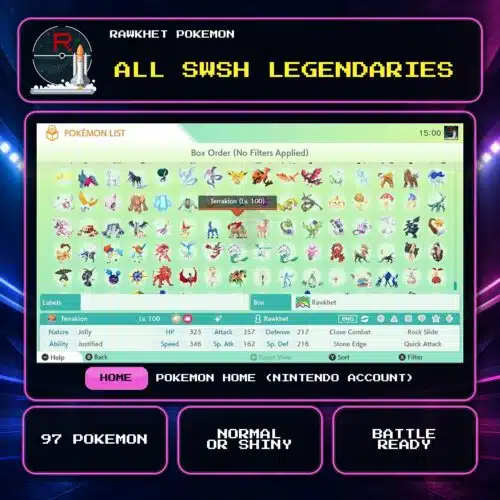 All SWSH Legendaries for Pokemon HOME using a Nintendo Account.