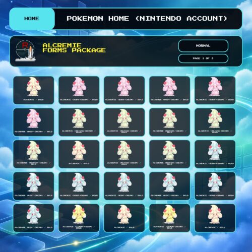 Alcremie Forms Package, Normal box view for Pokemon HOME using a Nintendo Account.