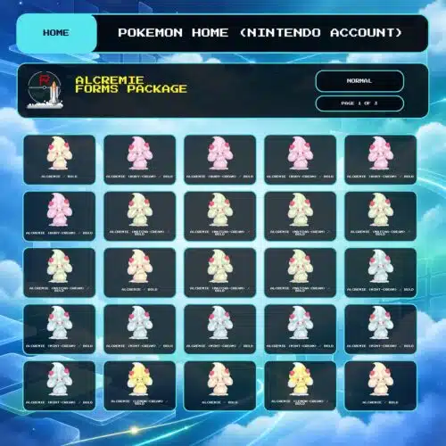 Alcremie Forms Package, Normal box view for Pokemon HOME using a Nintendo Account.
