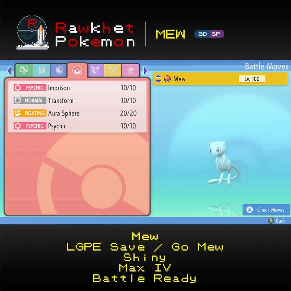 Mew (6IV, Battle Ready, Shiny) Pokemon Brilliant Diamond & Shining