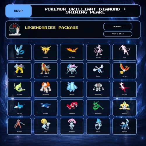 Legendaries Package, Normal box view for Pokemon Brilliant Diamond and Shining Pearl.