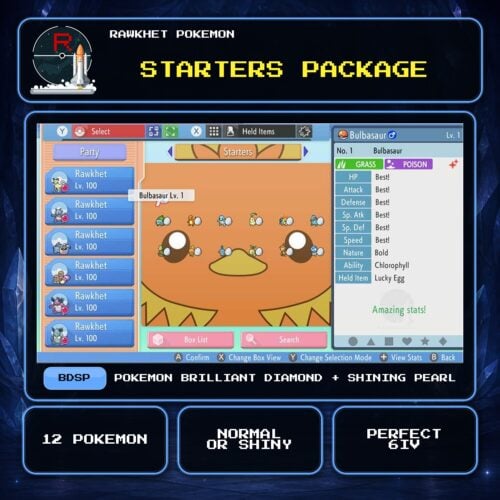 Starters Package for Pokemon Brilliant Diamond and Shining Pearl.