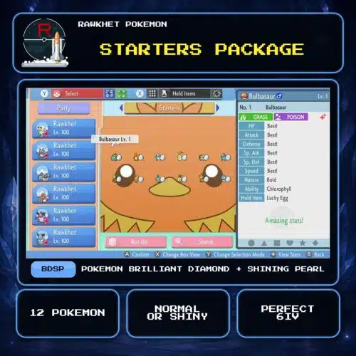 Starters Package for Pokemon Brilliant Diamond and Shining Pearl.