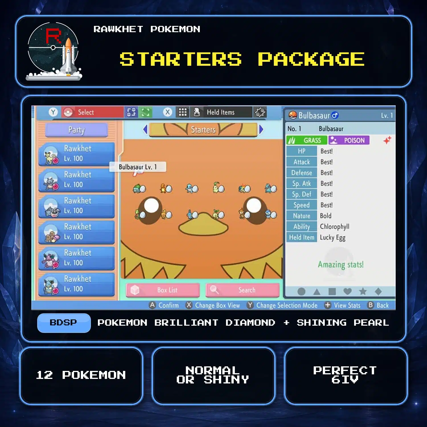 Starters Package for Pokemon Brilliant Diamond and Shining Pearl Starters Package for Pokemon Brilliant Diamond and Shining Pearl.