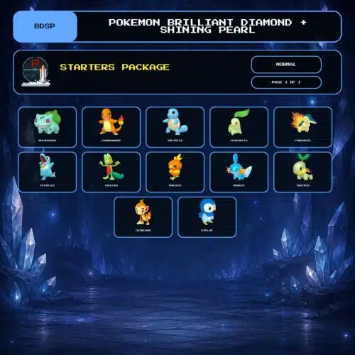 Starters Package, Normal box view for Pokemon Brilliant Diamond and Shining Pearl.