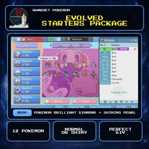 Evolved Starters Package for Pokemon Brilliant Diamond and Shining Pearl.