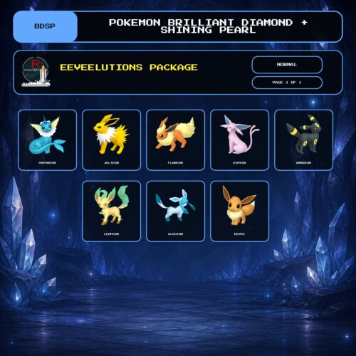 Eeveelutions Package, Normal box view for Pokemon Brilliant Diamond and Shining Pearl.