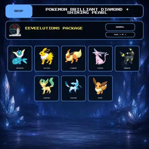 Eeveelutions Package, Normal box view for Pokemon Brilliant Diamond and Shining Pearl.