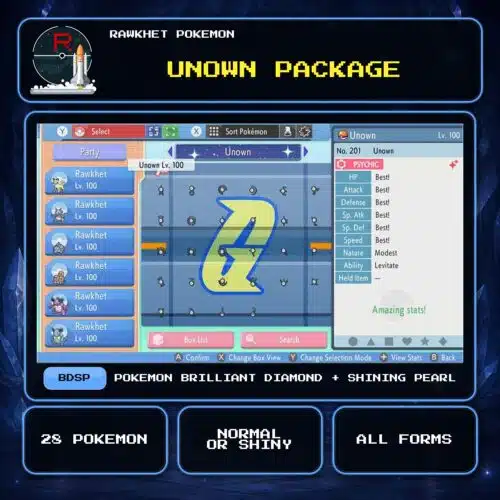 Unown Package for Pokemon Brilliant Diamond and Shining Pearl.