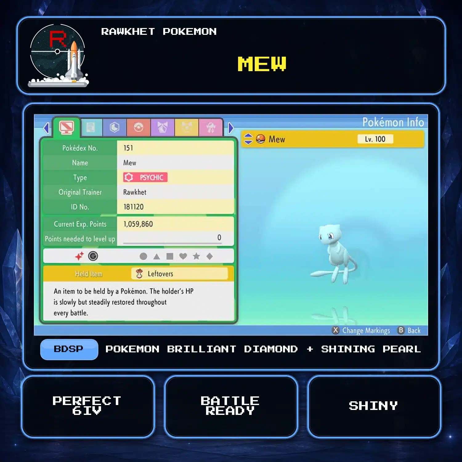 Mew for Pokemon Brilliant Diamond and Shining Pearl Mew for Pokemon Brilliant Diamond and Shining Pearl.