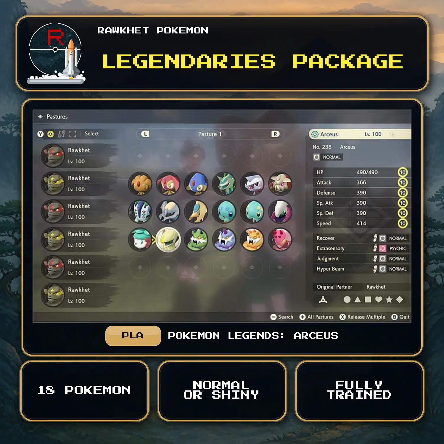 Legendaries Package for Pokemon Legends: Arceus Legendaries Package for Pokemon Legends: Arceus.